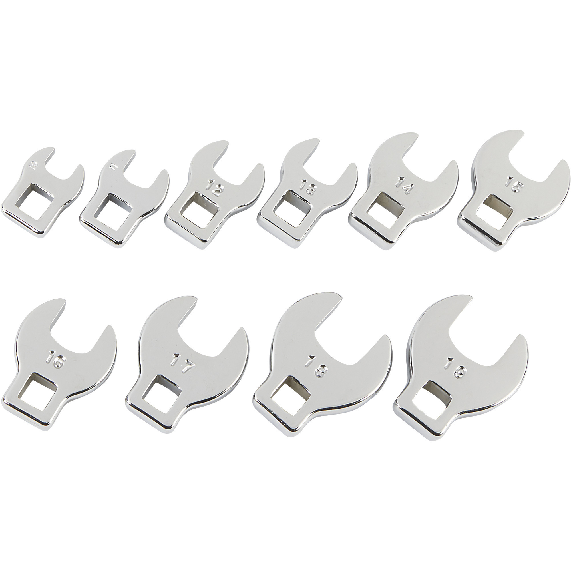 Klutch 10-Pc. 3/8in.-Drive Crowfoot Wrench Set, Metric, Full Polish, Model# PL81669